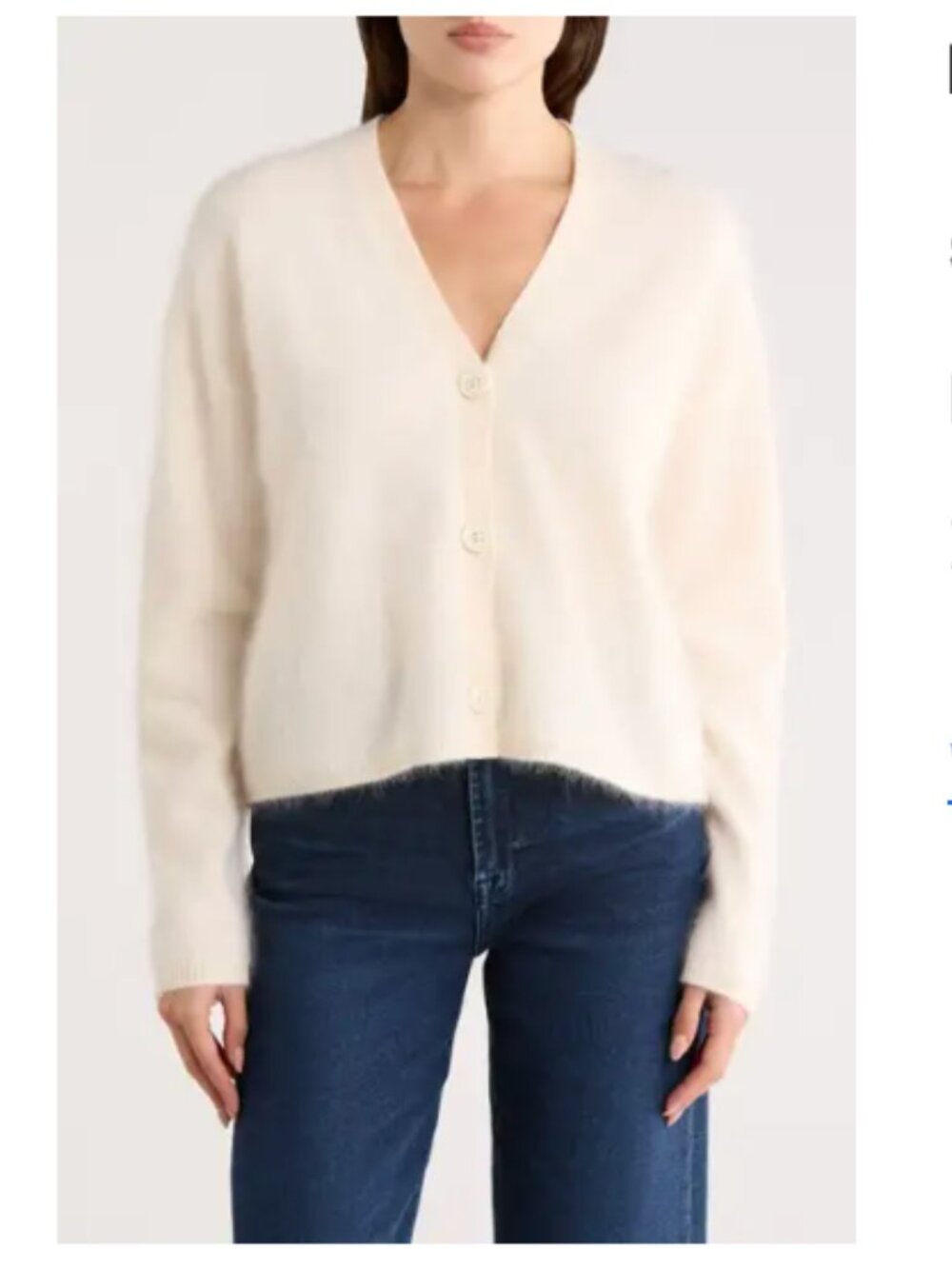 Nordstrom Brushed Cashmere V-Neck Cardigan in Ivory